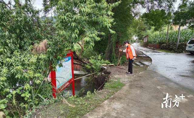 路基出現(xiàn)塌陷，人大代表豎立警示提醒。